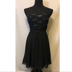 BCX Black Sequin Spaghetti Strap Midi Dress Size 7